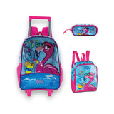 Kit Escolar de Flamencos con Mochila Trolley, Lonchera y Estuche 16" | Clio
