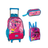 Kit Escolar de Flamencos con Mochila Trolley, Lonchera y Estuche 16" | Clio