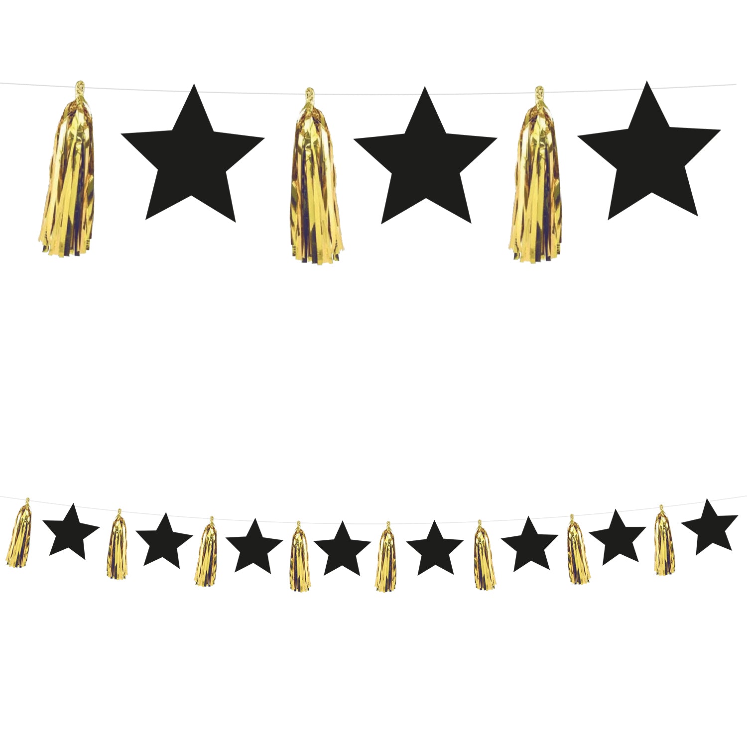 96618 Guirlanda de papel FSC com estrelas PT e borlas douradas 1UN