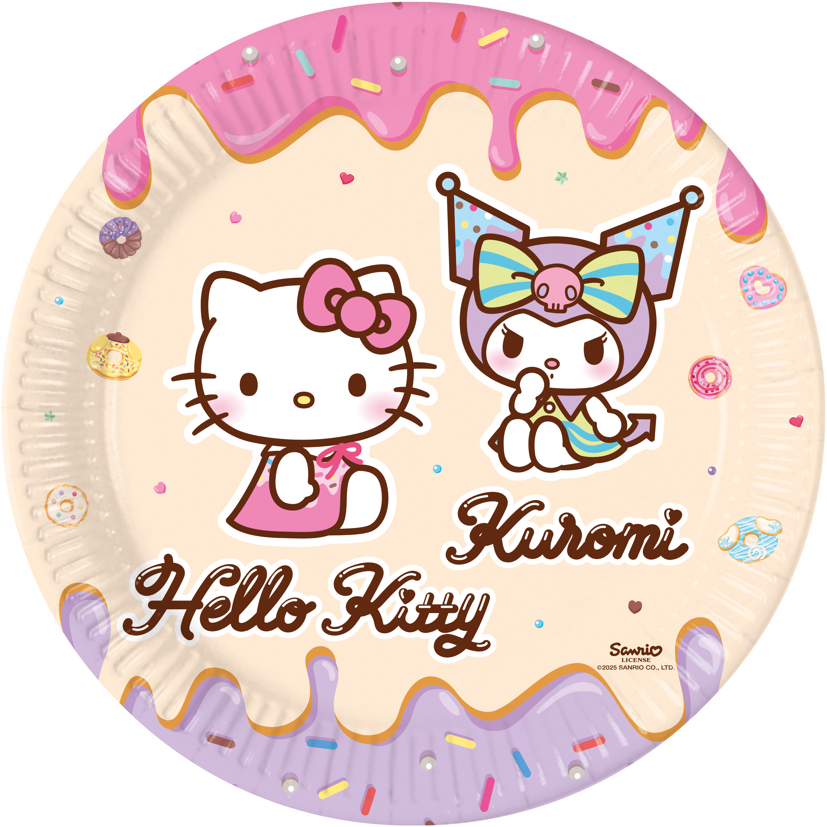 98624 6 Paper plates 23cm HELLO KITTY & KUROMI FSC SANRIO GEN