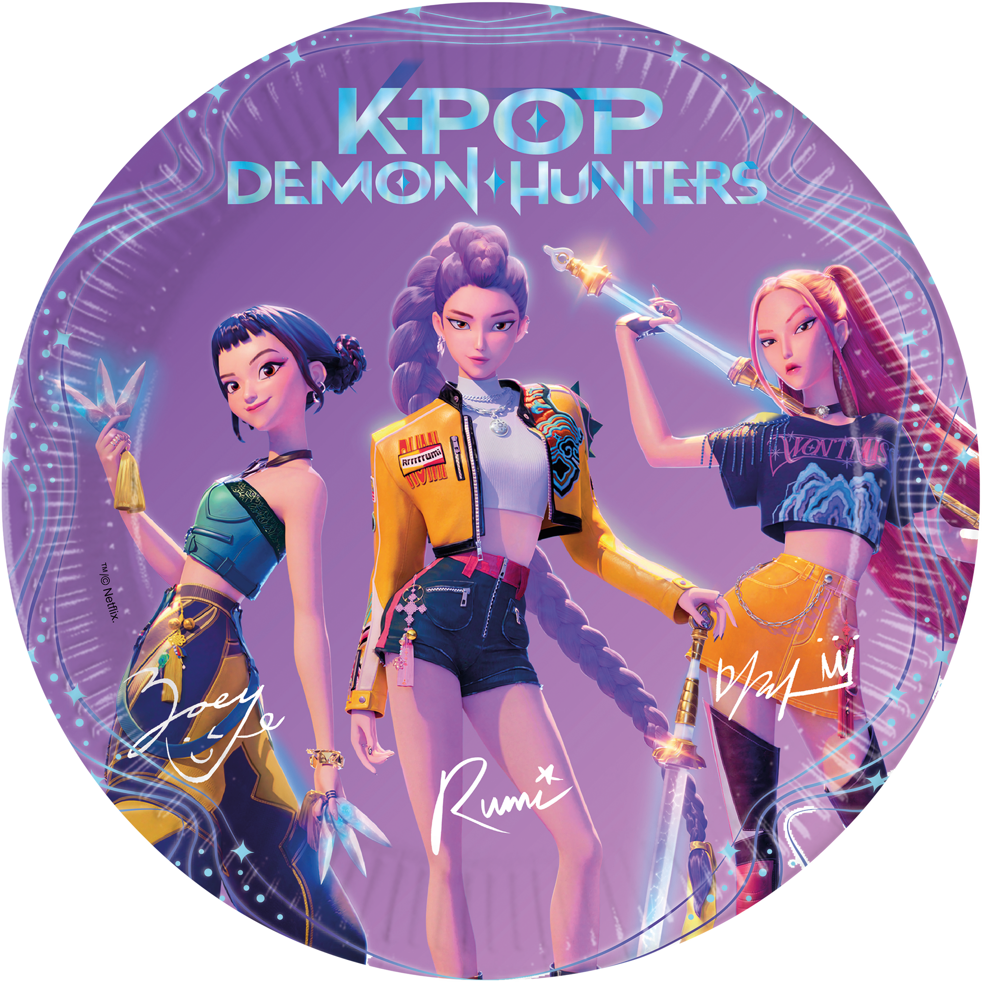 98852 6 Paper Plates 23cm K-POP DEMON HUNTERS DEC. PARTY NETFLIX F