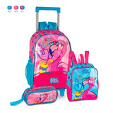 Kit Escolar de Flamencos con Mochila Trolley, Lonchera y Estuche 16" | Clio