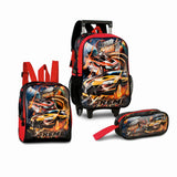 Kit Escolar Fast Machine con Mochila Trolley, Lonchera y Estuche 16" | Clio