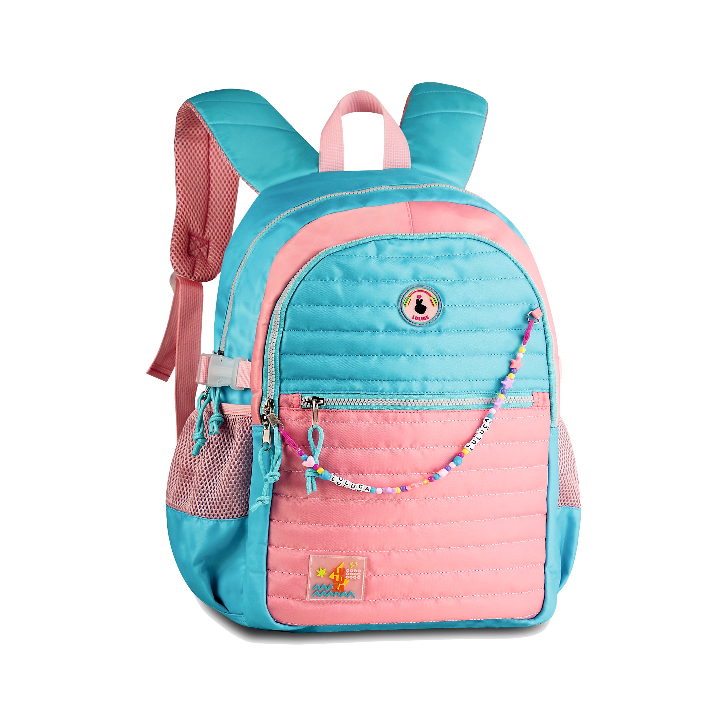 LULUCA MOCHILA AZUL / ROSA 18" LU2096